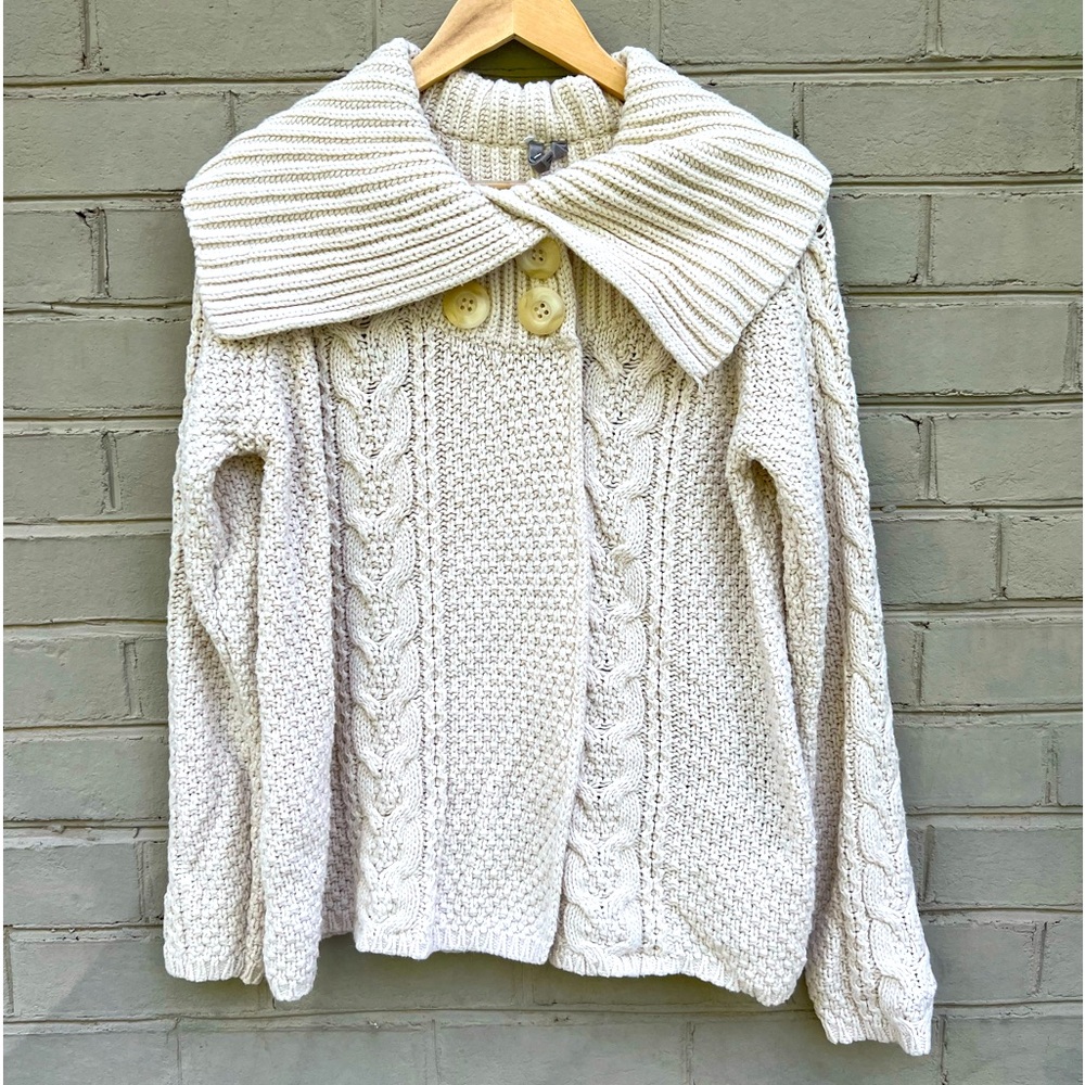 EUC Caslon Ivory Size XL Cotton Blend Cable Knit Sweater